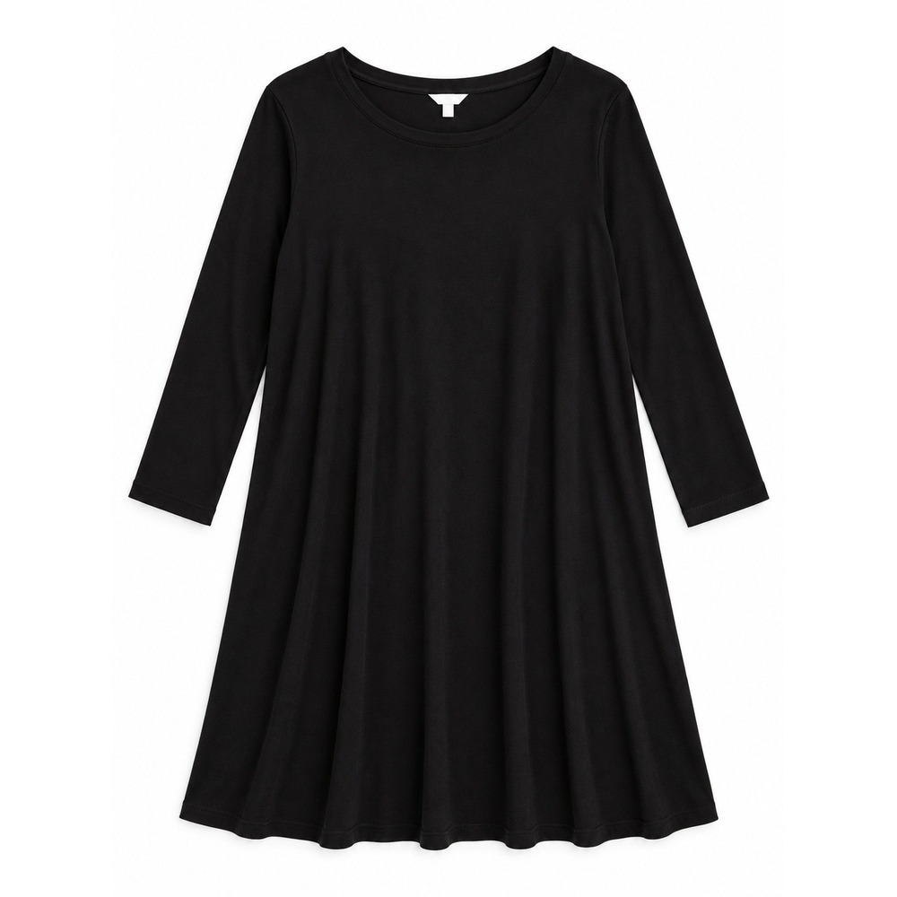 Time and Tru Swing Dress Womens XL Black Minimalist Lagenlook Goth TTL39501